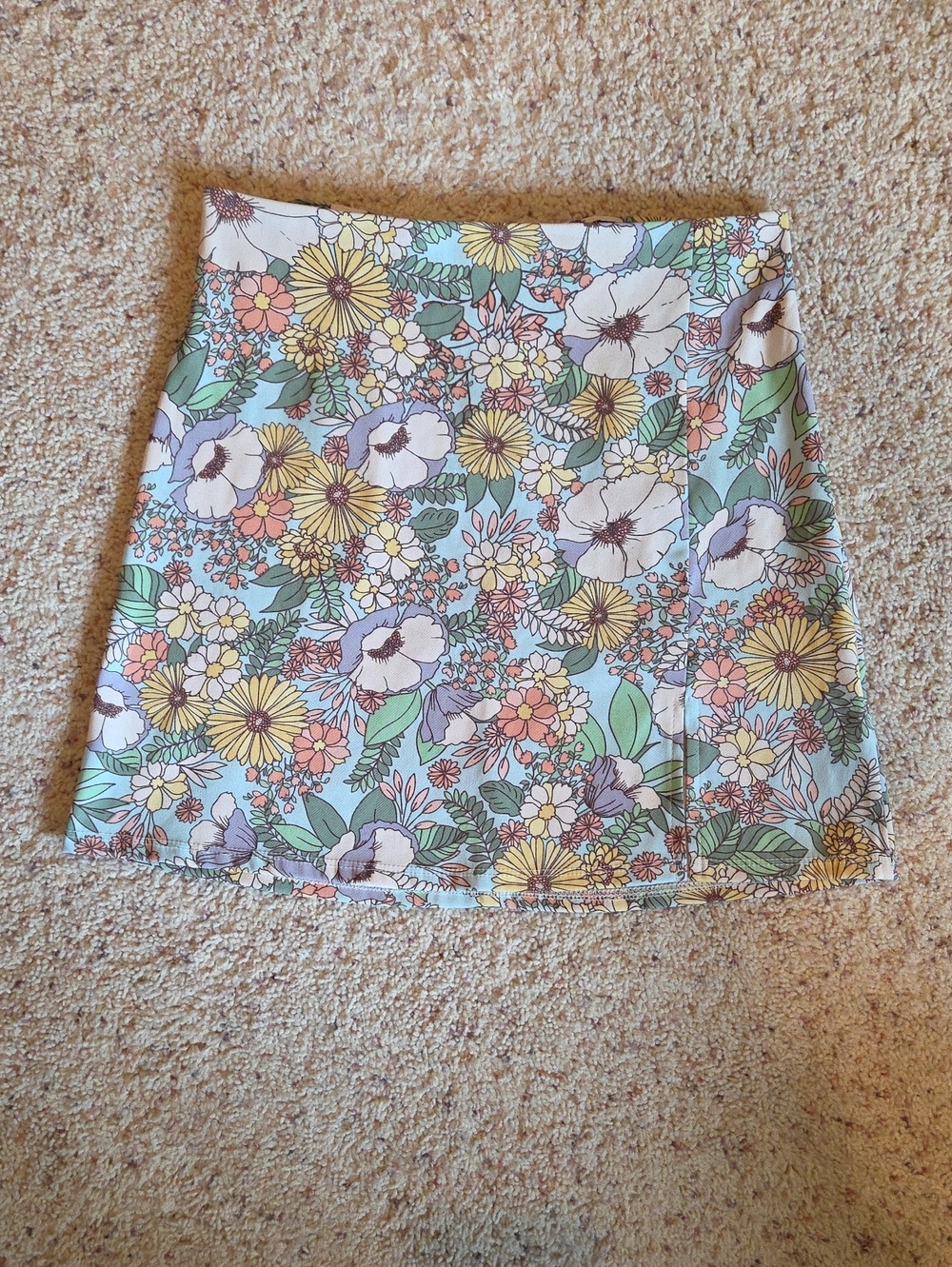 Pastel Floral Mini Skirt - Mint Multicolor